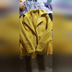 Sunshine Yellow Pea Coat with Classic Lapels